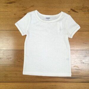 Gymboree Girls White Short Sleeve Shirt, Size 2T, Soft & Lightweight, Scalloped